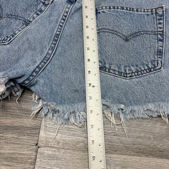 Vintage 90s Levis Silver Tab Lean Blue Womens 32" High Rise Cutoff‎ Shorts USA - Picture 3 of 10